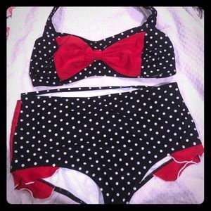 Black polka dot bikini